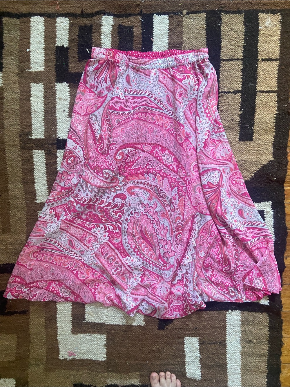 Y2k Vintage Pink Paisley Midi Skirt S-M - Picture 3 of 9